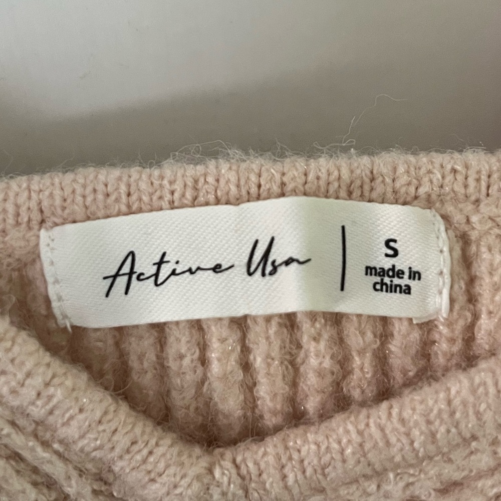 Active Usa Cream Ribbed Crop Top - Picture 3 of 5